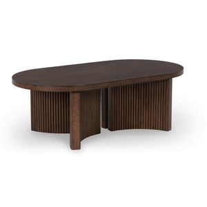 Front right view of Korestone Brown Oval Coffee Table