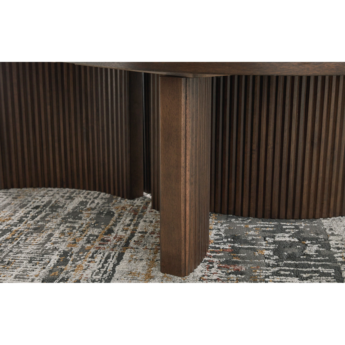 Detail view of Korestone Brown Oval Coffee Table