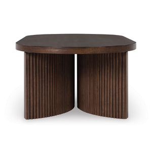 Side view of Korestone Brown Oval Coffee Table
