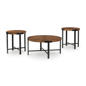 Front right view of Crosstrail Brown Set of 3 Tables