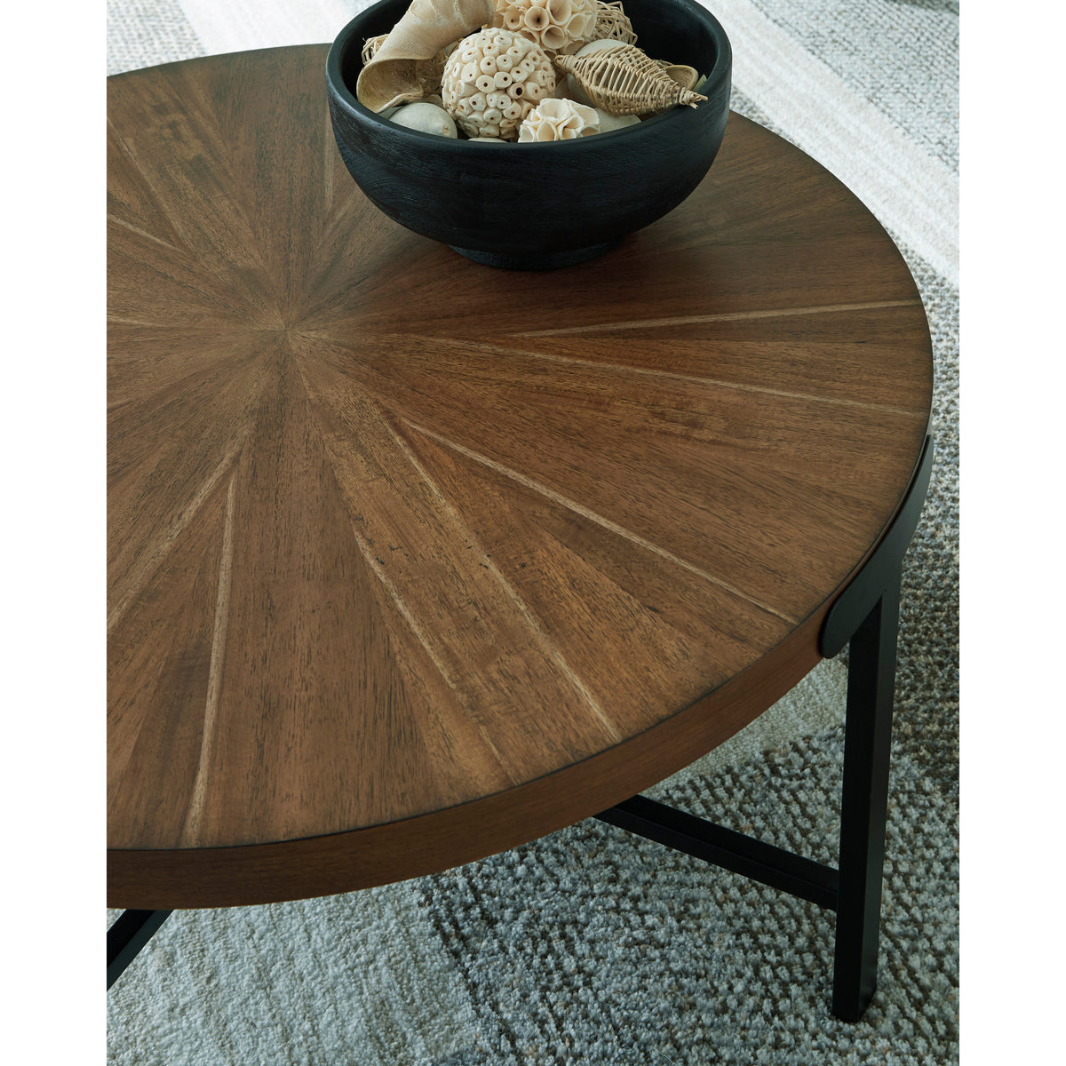 Detail view of Crosstrail Brown Set of 3 Tables