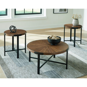 A room setting featuring Crosstrail Brown Set of 3 Tables