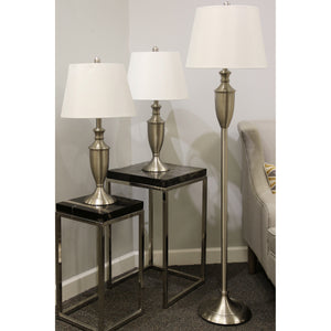 A room setting featuring Classic Brushed Steel Set of 3 Lamps
