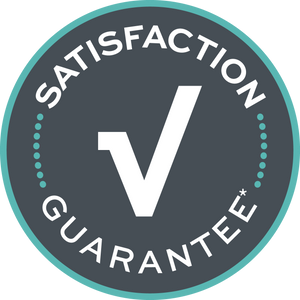 Circular logo with 'Satisfaction Guarantee' text and a large 'V' in the center.