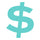 Turquoise dollar sign on a white background