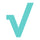 Large turquoise letter 'V' on a white background