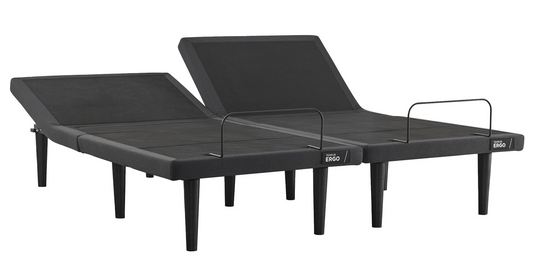 Black adjustable bed base on a white background