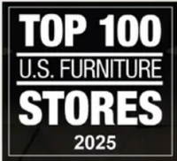 Logo for Top 100 U.S. Furniture Stores 2025 on a black background