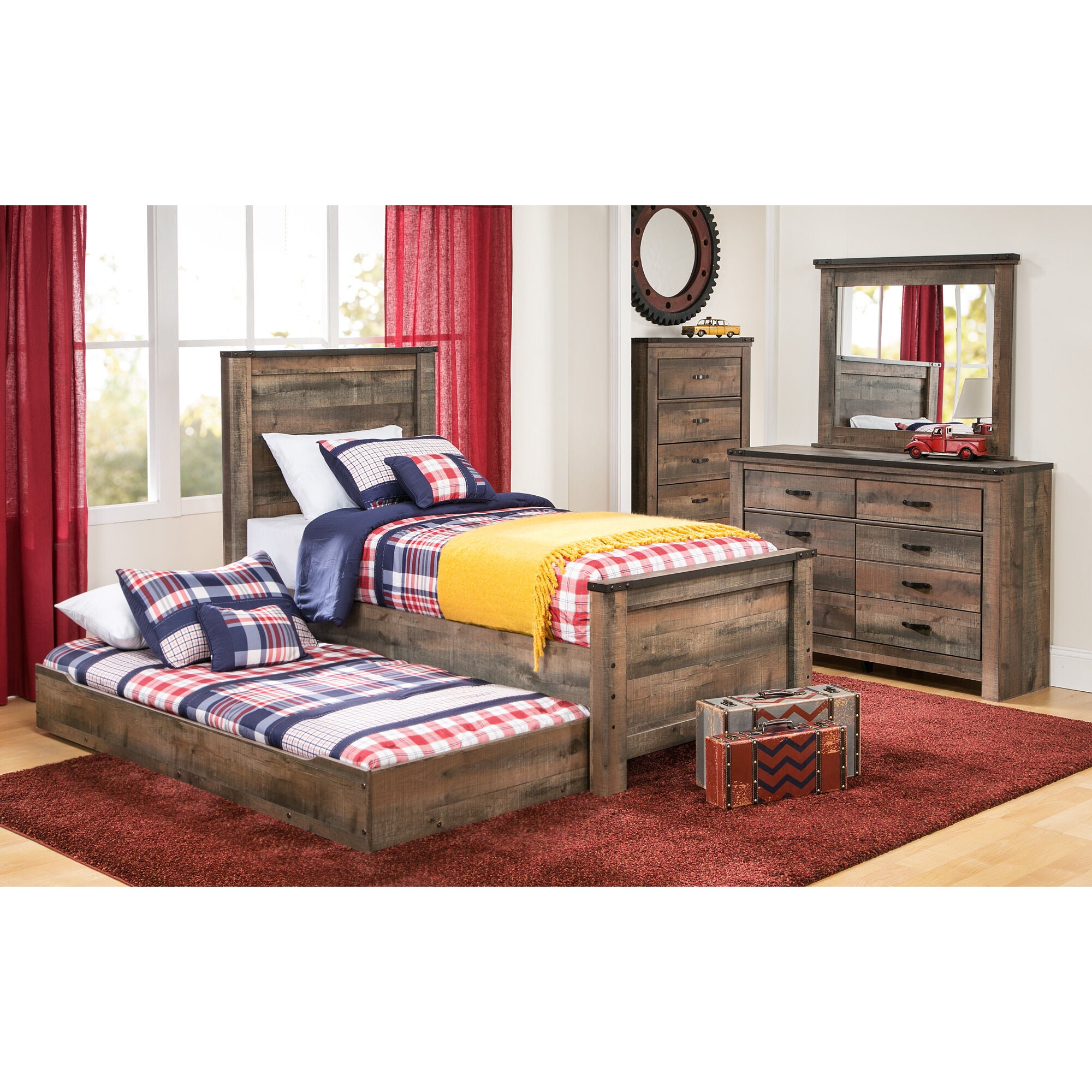 Trinell Panel Bed with Twin Trundle - Thumbnail 4