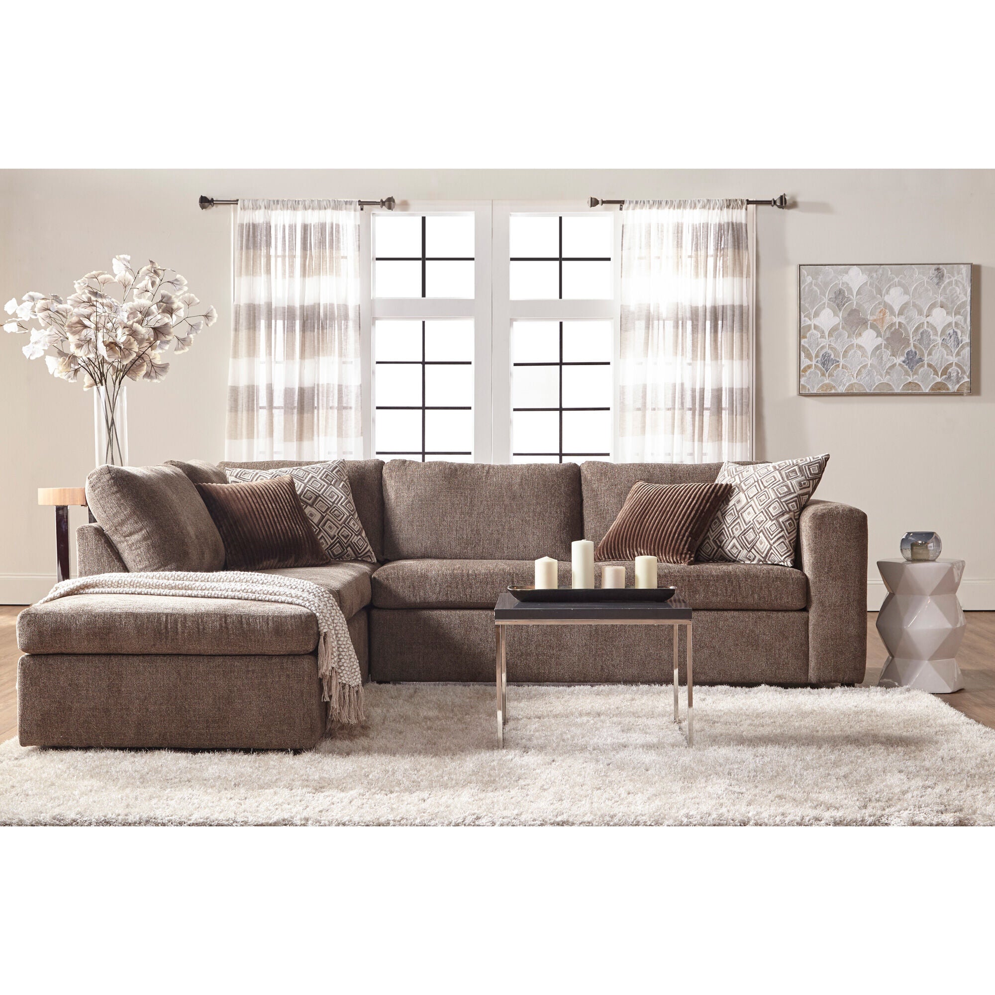 Myrtales Chaise Sectional Ebony