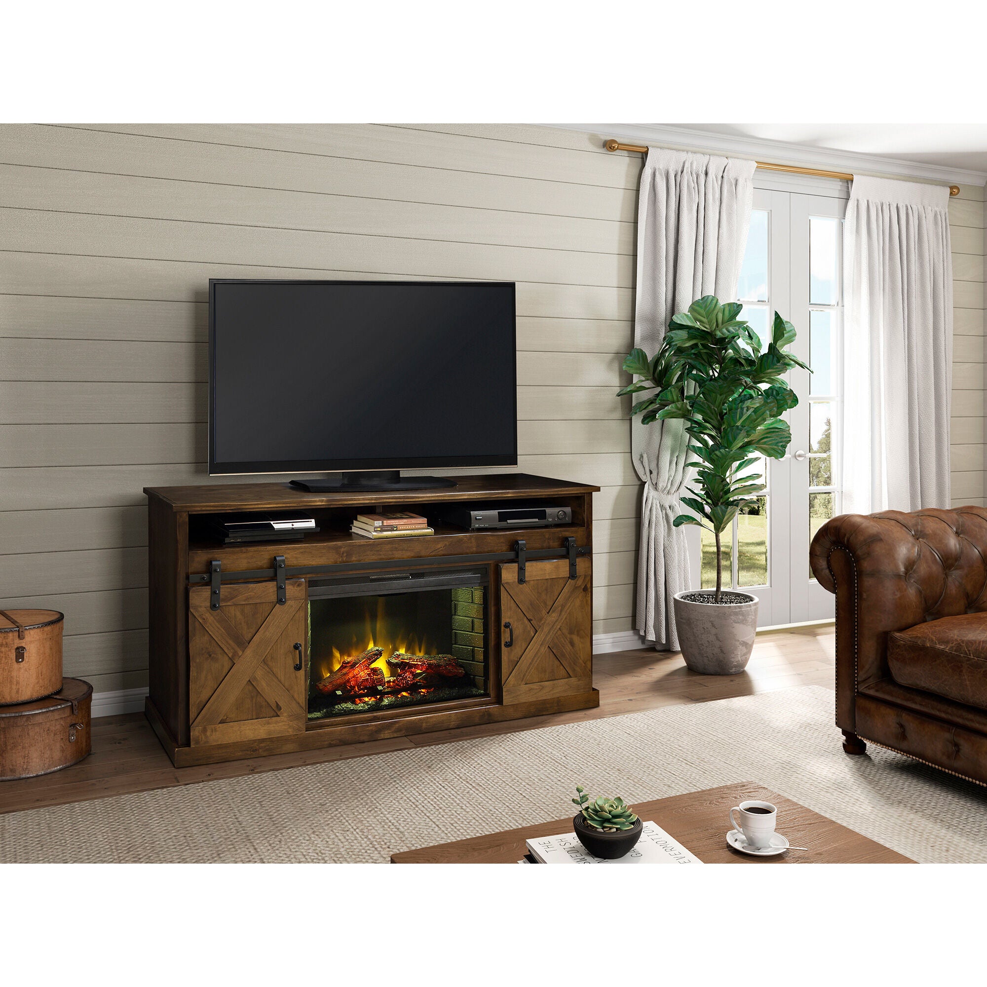 Farmhouse 66 Inch Fireplace Console – Slumberland