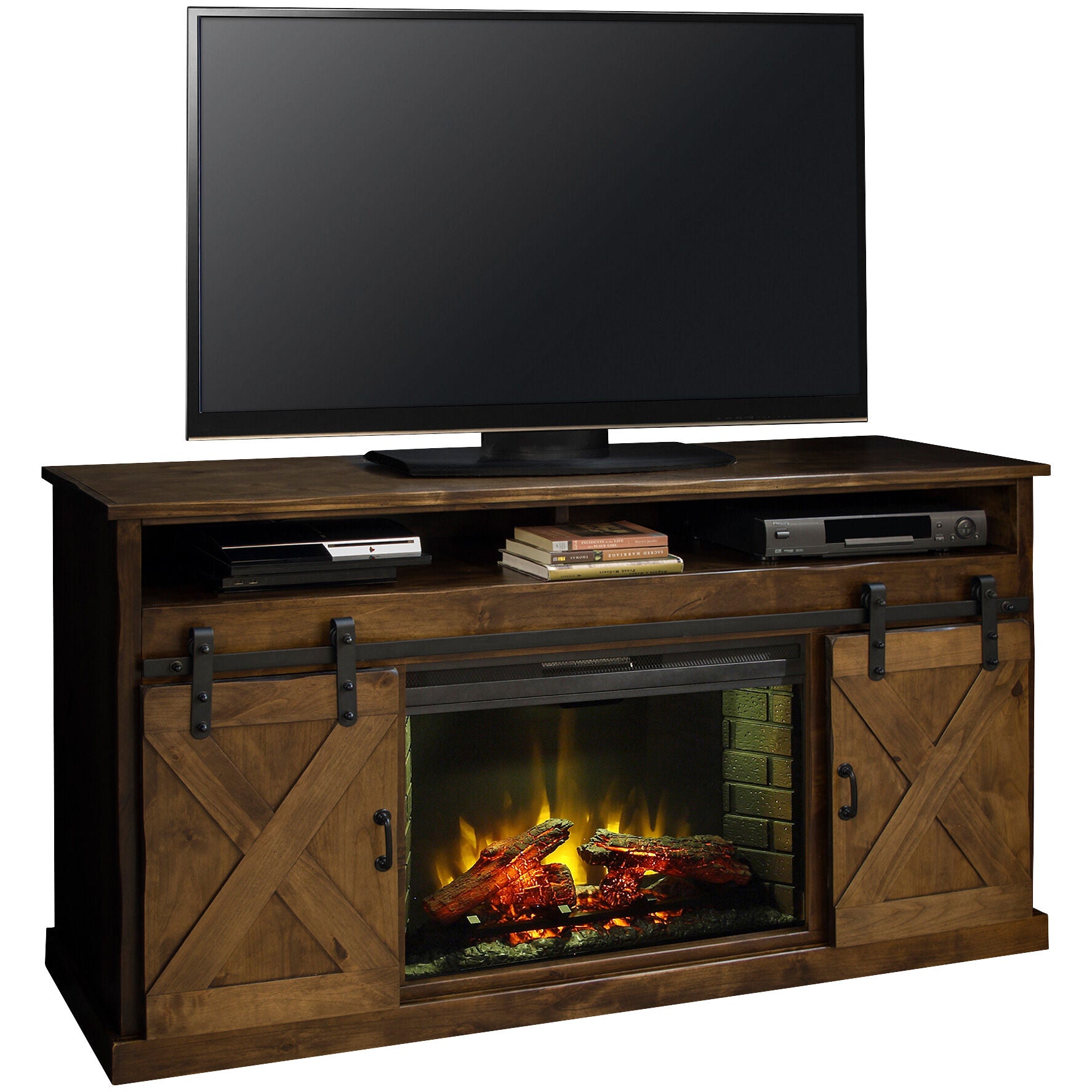 Farmhouse 66 Inch Fireplace Console