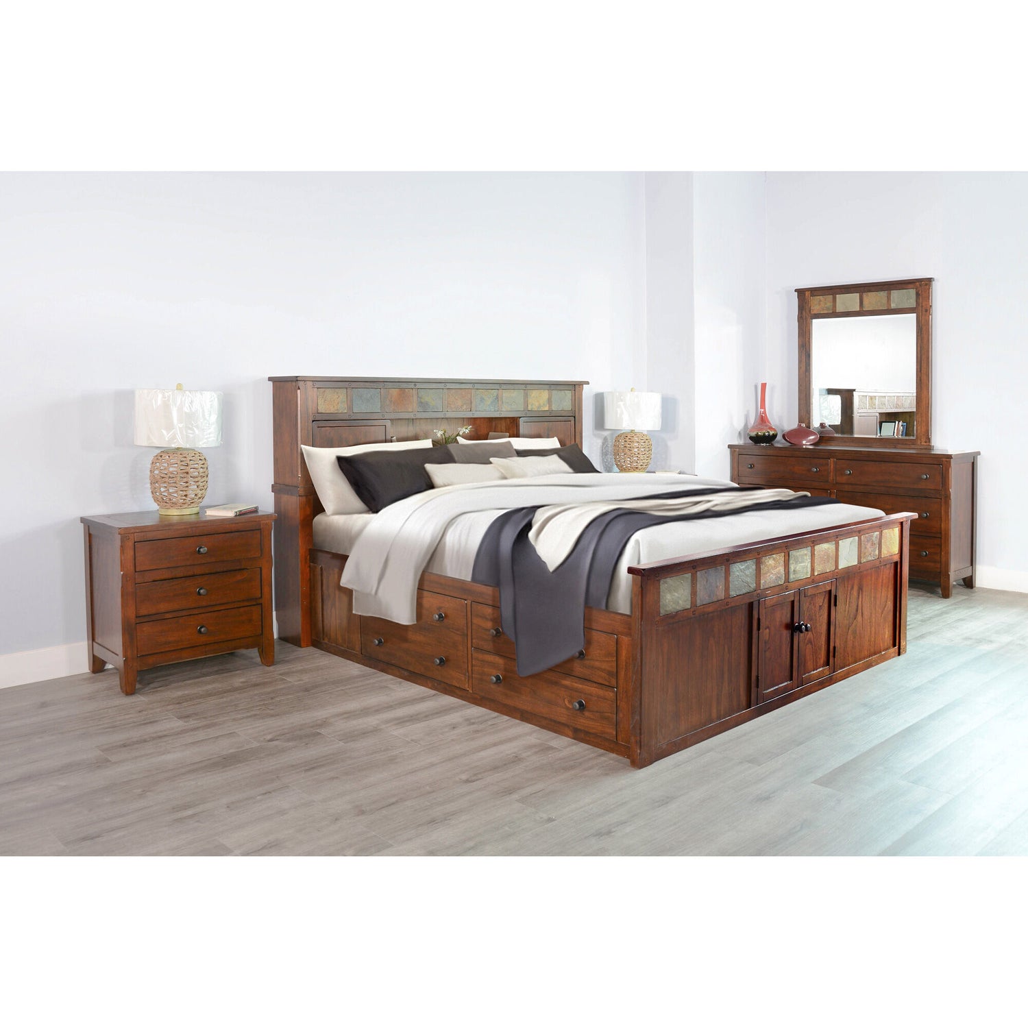 Sante Fe Bookcase Captains 4 Piece Room Group - QK1027208_SUNN_LF1_RM