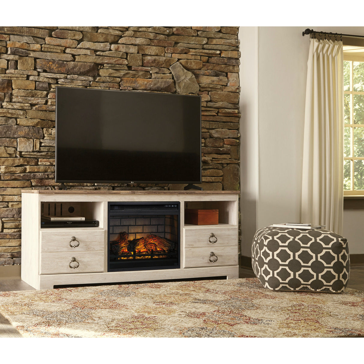 Willowton 64 Inch Infrared Fireplace TV Stand - QK1028093_ASHL_LF1_RM