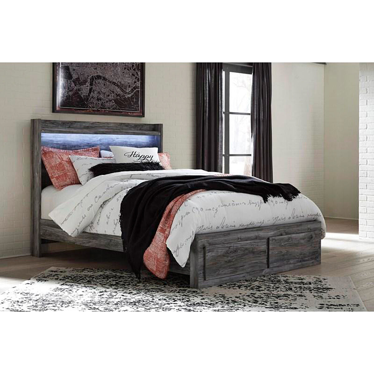 Baystorm 2 Drawer Storage Panel Bed - QK1037980_ASHL_LF1_RM