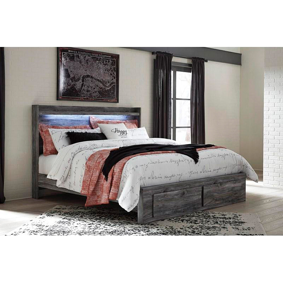 Baystorm 2 Drawer Storage Panel Bed - QK1037981_ASHL_LF1_RM