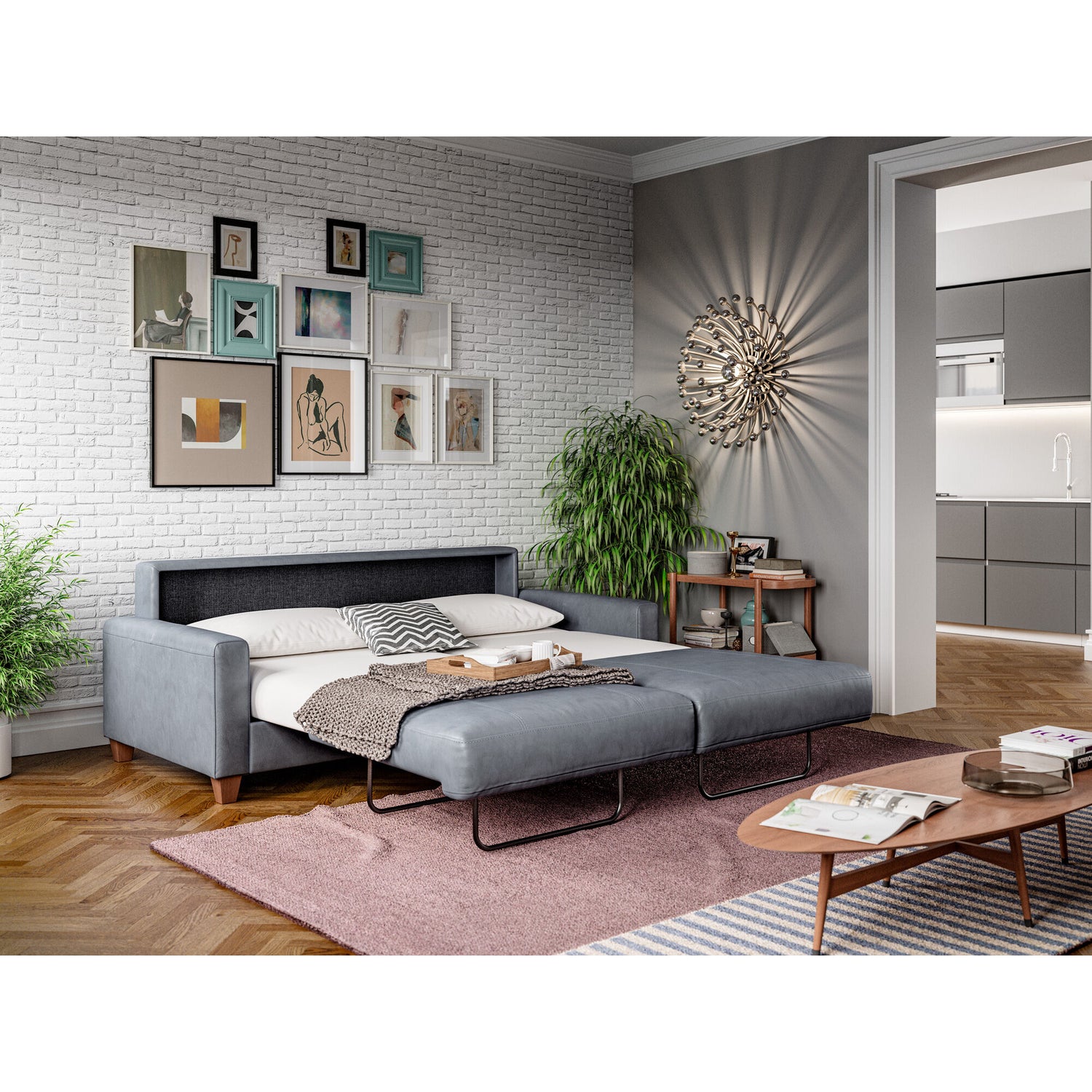 Nico Leather Sleeper Loveseat - QK1040491_LUON_LF2_RM