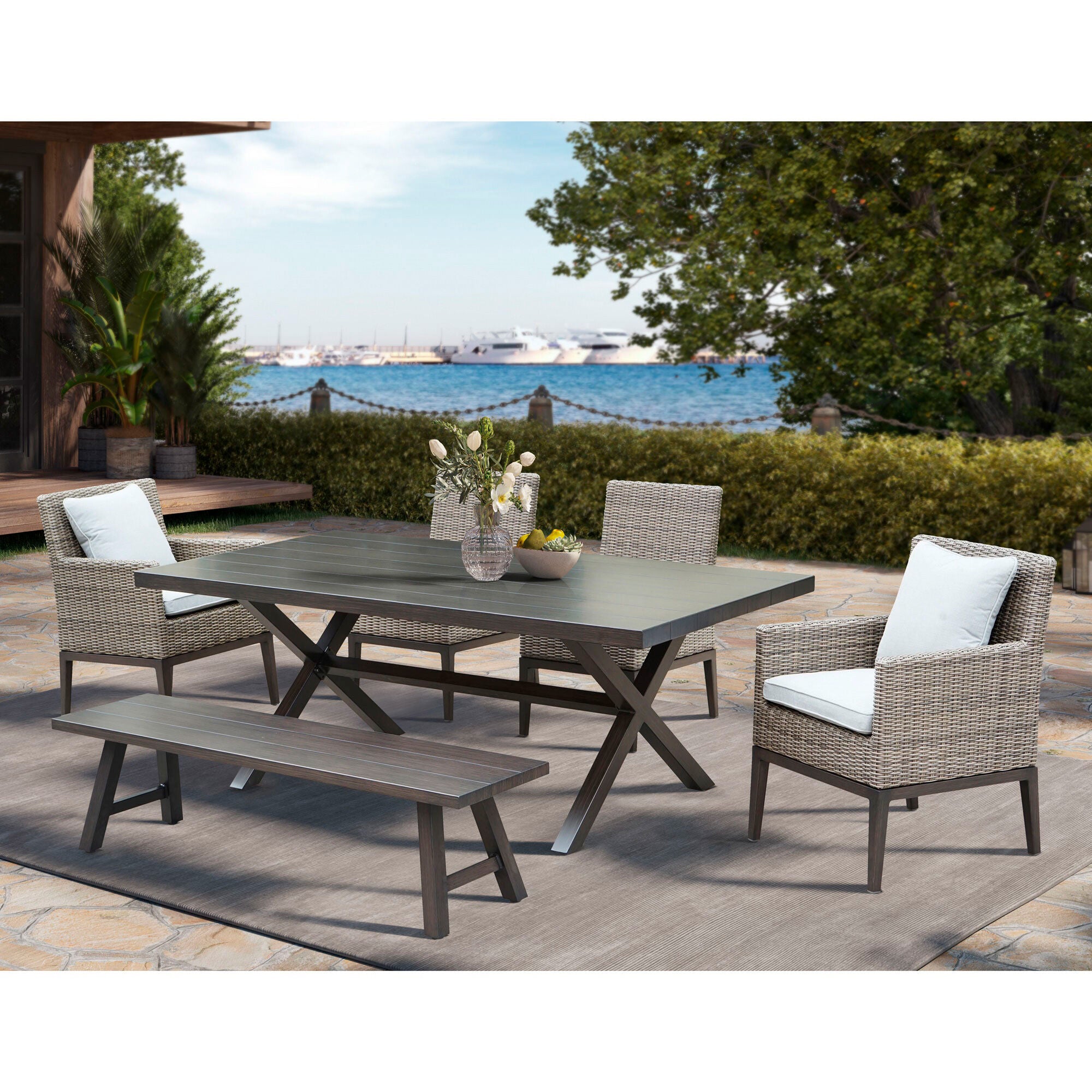 Shipp 5 piece dining set with cushions online