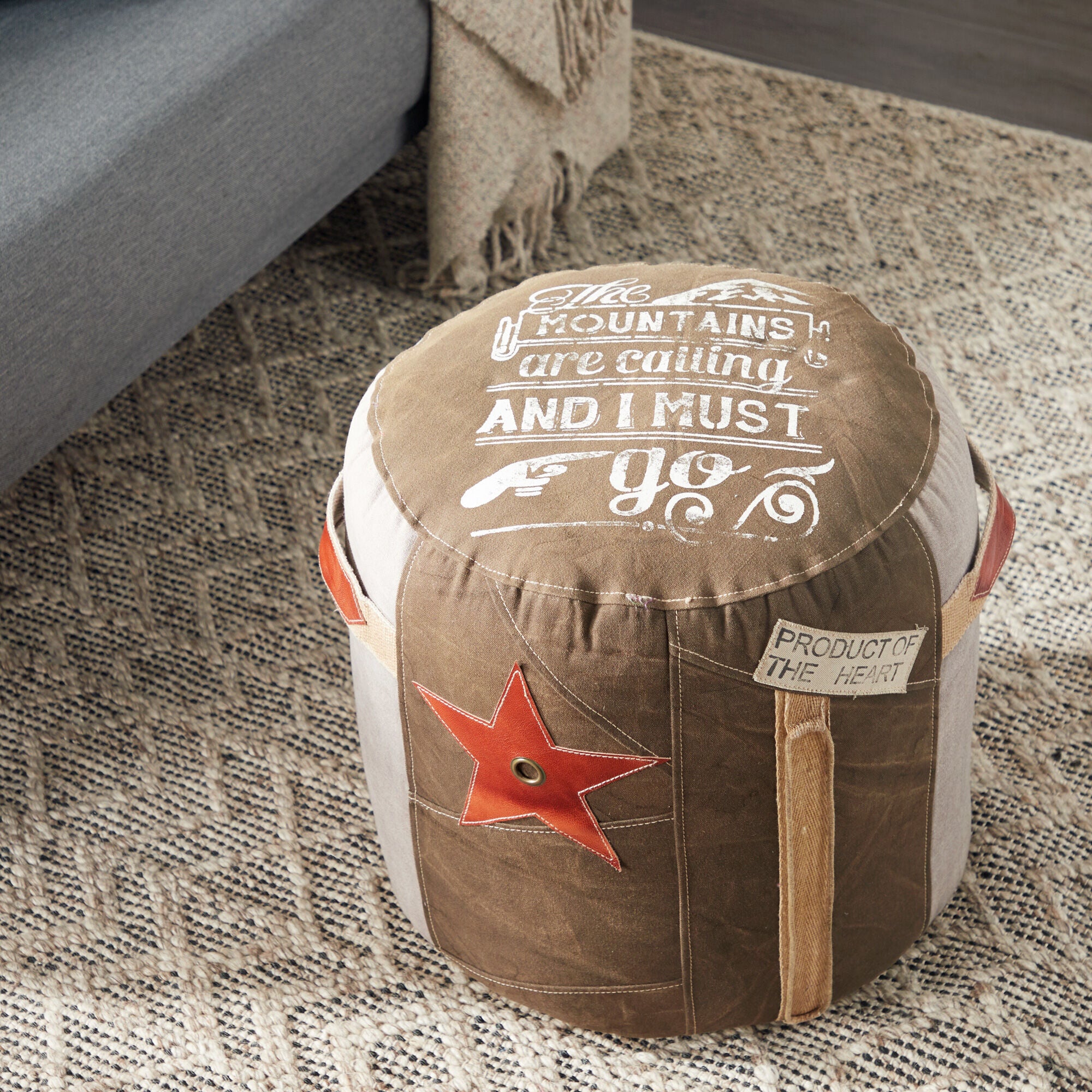 Rustic pouffe sales