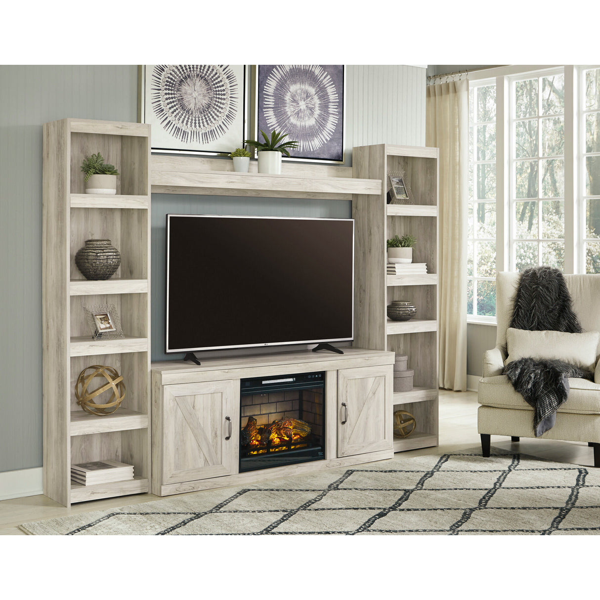 Bellaby 4 Piece Fireplace Entertainment Center - QK1057578_ASHL_LF1_RM
