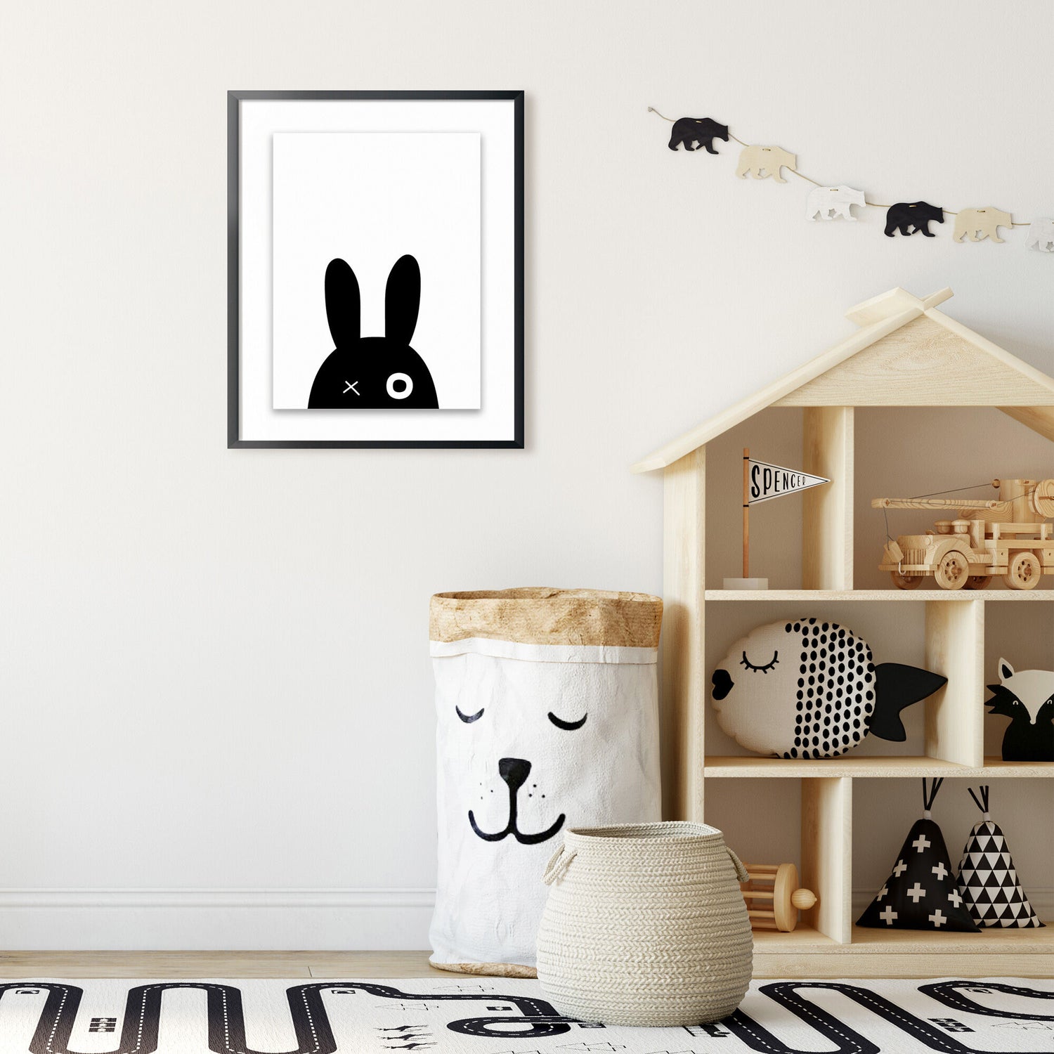 Kids Black Bunny Wall Art