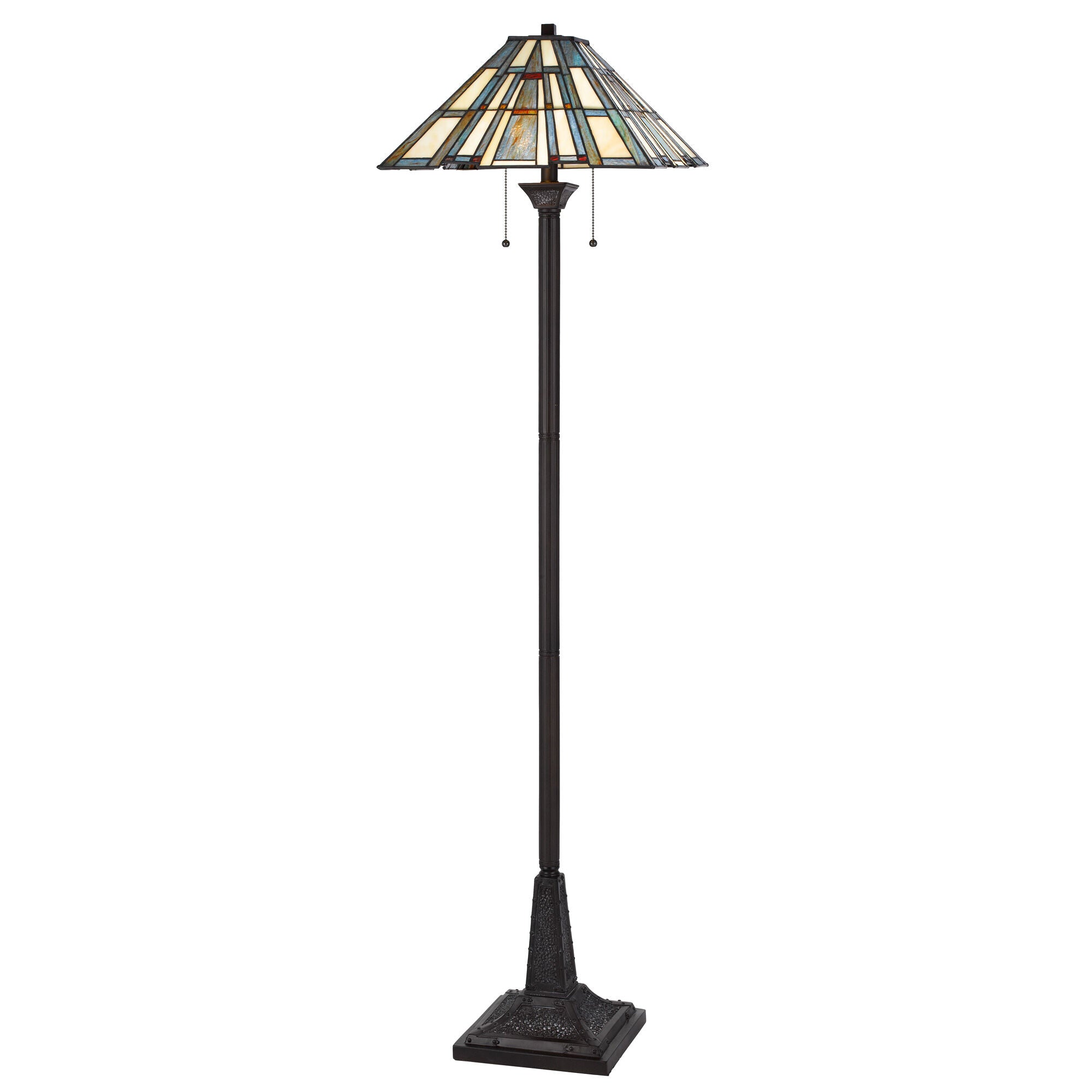Cal Lighting 60W x 2 Metal Resin Tiffany Floor Lamp Dark Bronze