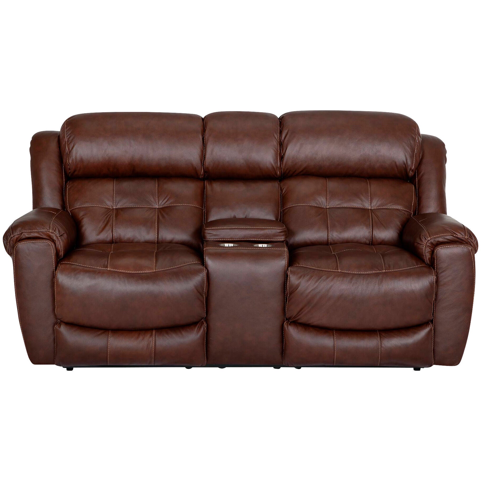 Talon Leather Reclining Console Loveseat