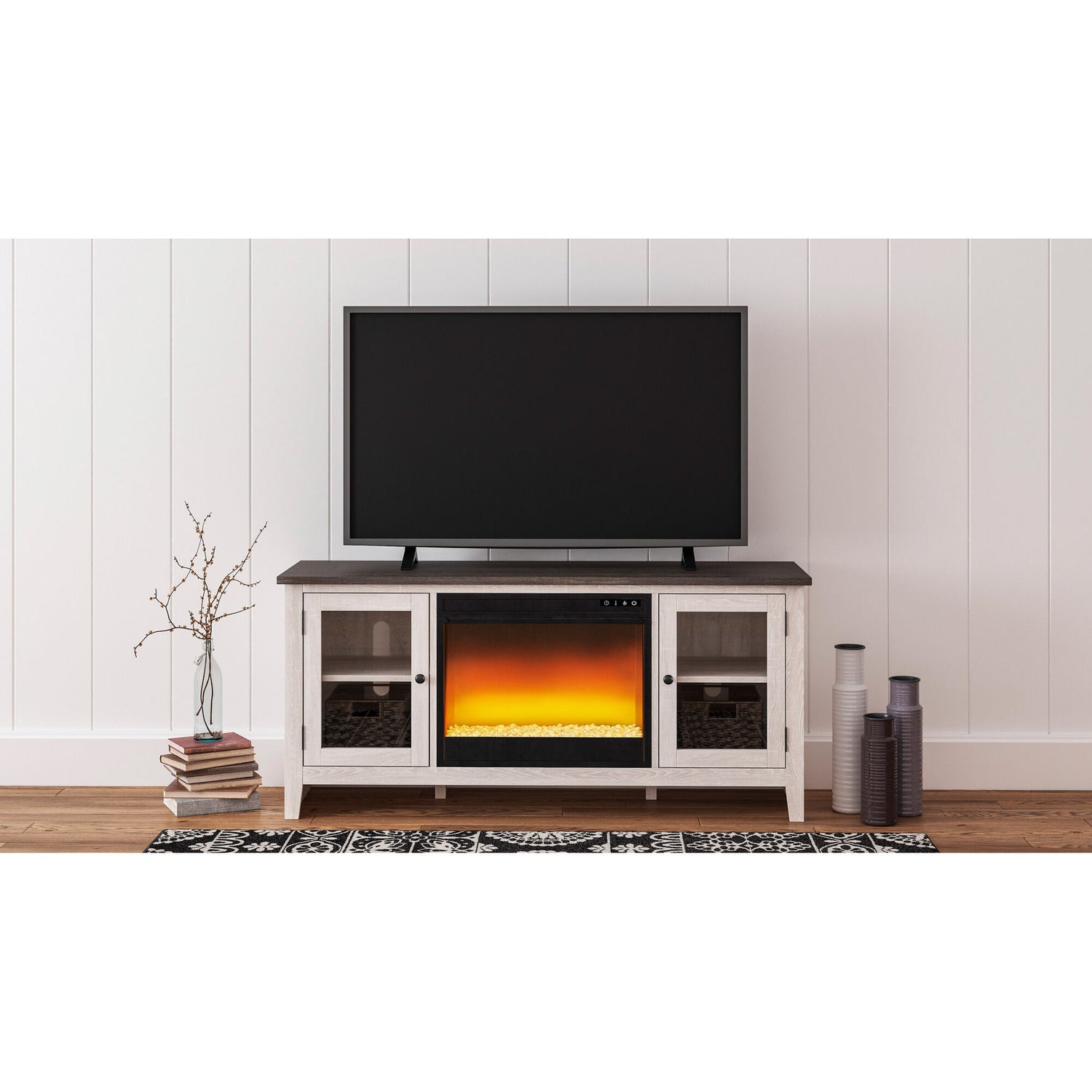 Dorrinson 60 Inch Electric Fireplace Console - QK1084660_ASHL_LF1_RM
