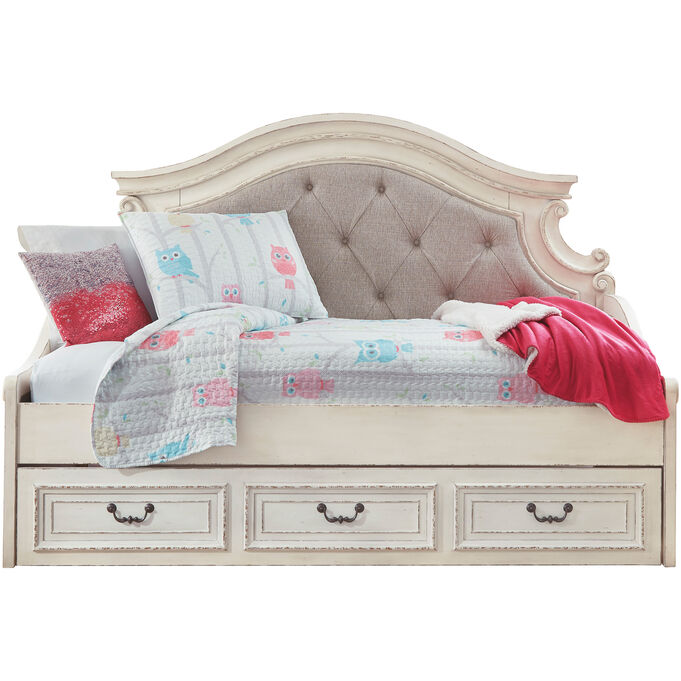 Ashley Furniture | Realyn White Twin Daybed with Storage | Chipped White