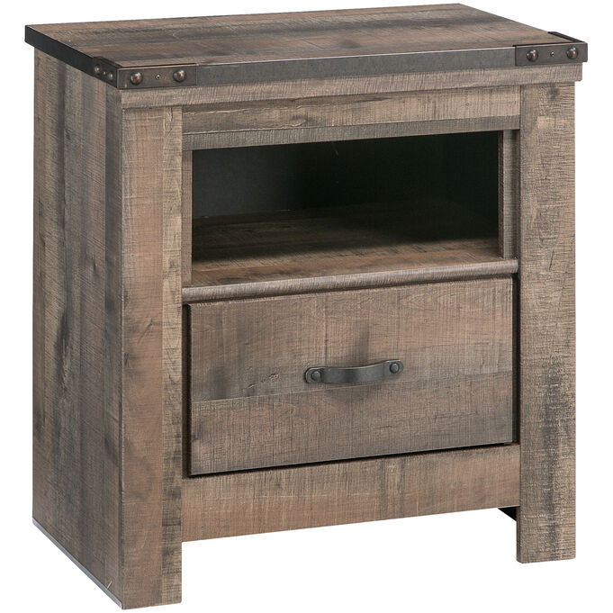 Trinell Rustic Plank Nightstand
