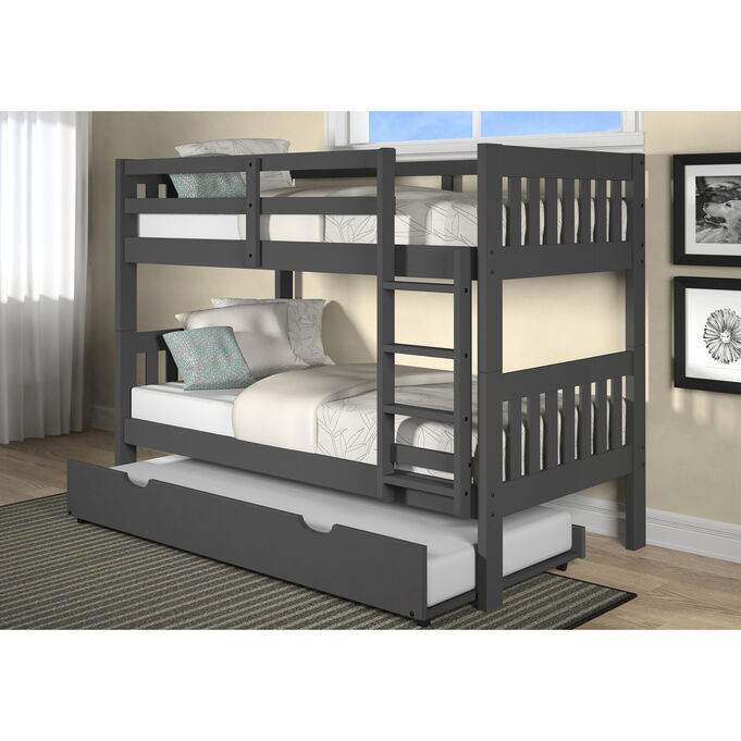 Jordan Gray Twin Over Twin Bunk Bed With Trundle