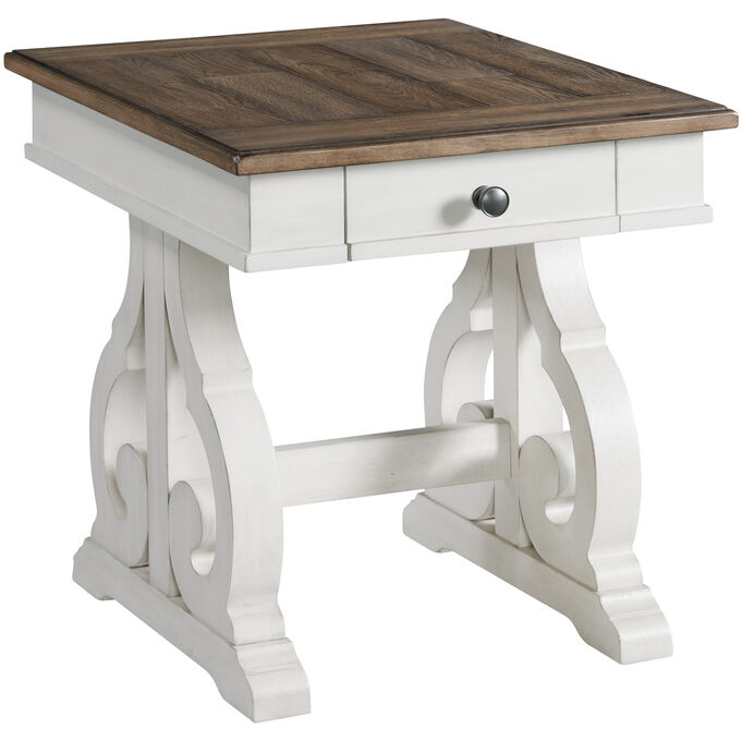 Drake Rustic White and Stone End Table