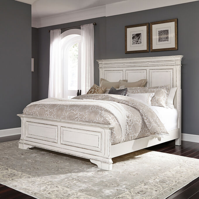 Abbey Park White King Panel Bed
