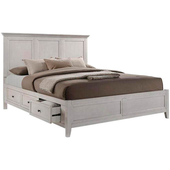 San Mateo Rustic White Queen Storage Bed