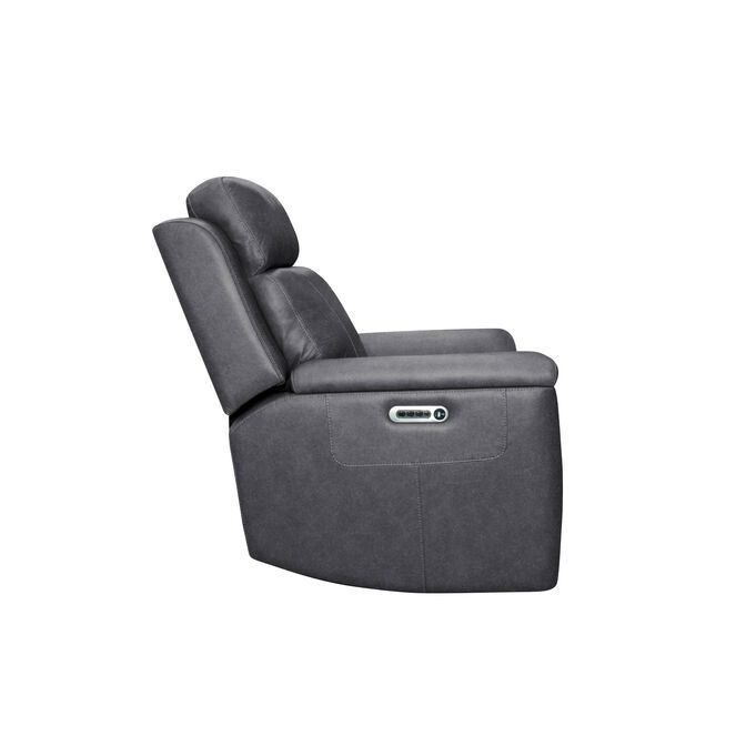 Amelia Charcoal Power Recliner with Power Headrest &amp; Lumbar