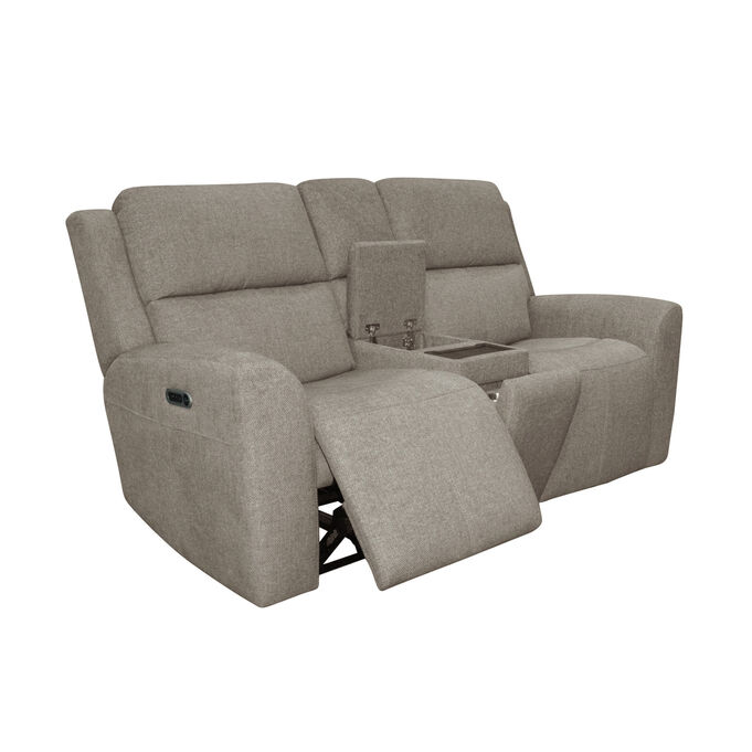Taylor Fog Power Reclining Console Loveseat with Power Headrests