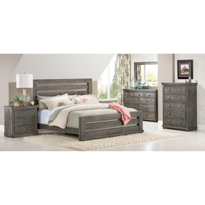 Willow Distressed Gray Queen Slat 4 Piece Room Group