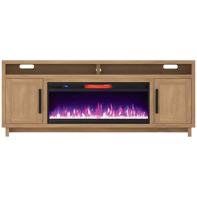 Whalen Furniture , Sienna Autumn Wheat 80 Fireplace Console Table