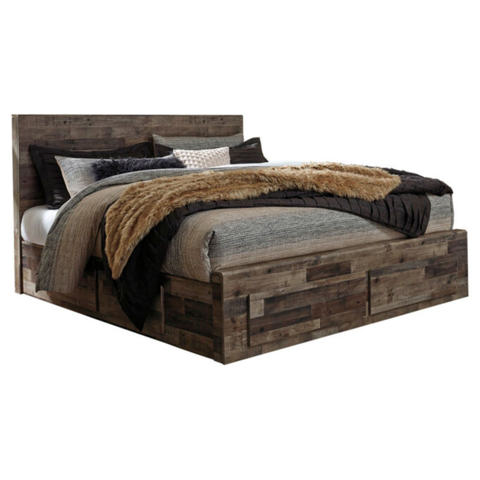Ashley Furniture | Derekson Gray King 6 Drawer Storage Bed