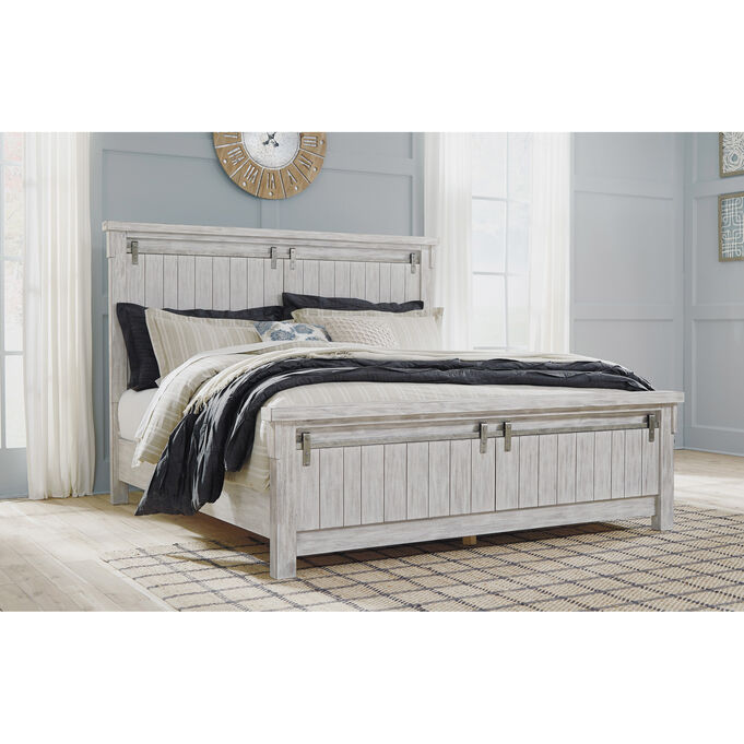 Ashley Furniture | Brashland White King Panel Bed