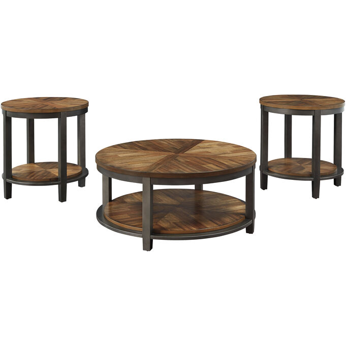 Ashley Furniture | Roybeck Brown Set of 3 Tables | Light Brown