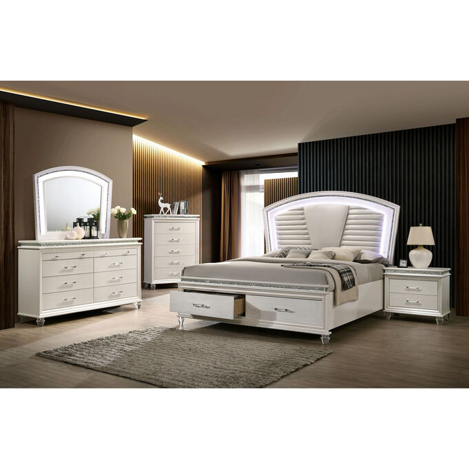 Furniture Of America | Maddie Pearl White King 4 Piece Storage Room Group