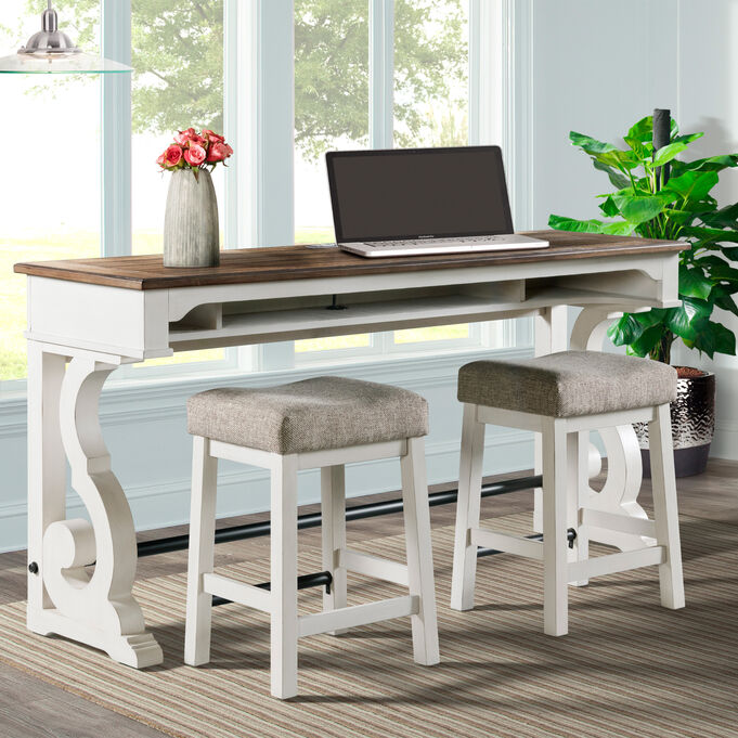 Intercon | Drake Rustic White Bar Table with 3 Stools