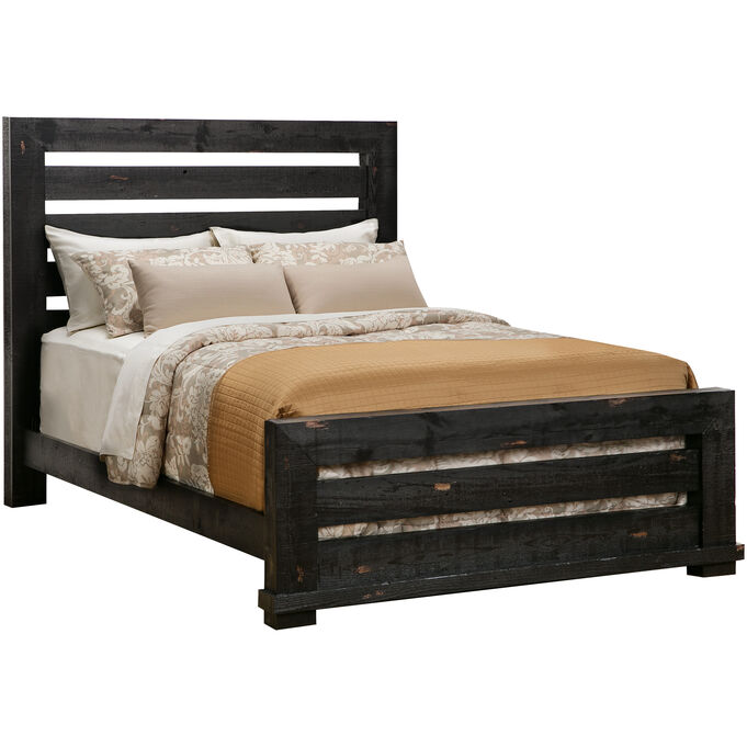 Progressive Furniture | Willow Distressed Black King Slat Bed