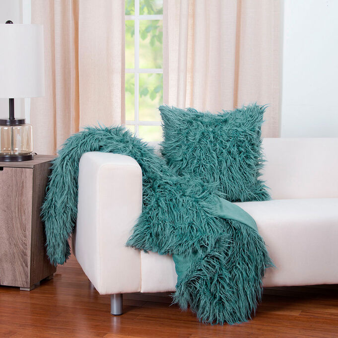 Llama Teal 16 Inch Feather Pillow