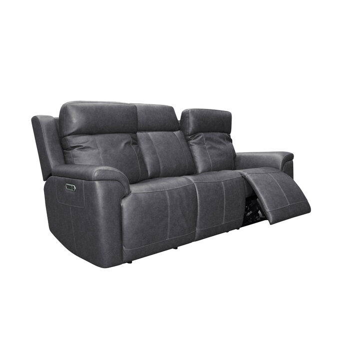 Amelia Charcoal Power Reclining Console Sofa with Power Headrests &amp; Lumbar