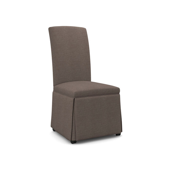 Best Chair , Hazel Charcoal Linen Skirted Caster Side Chair