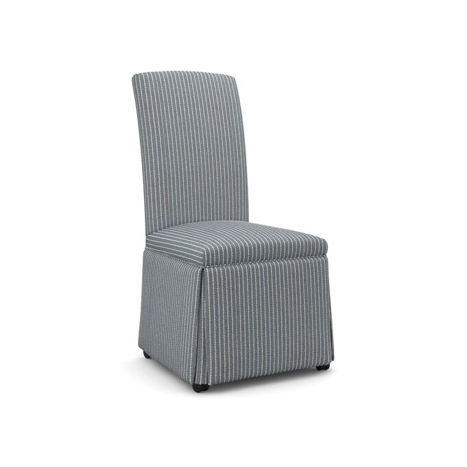 Best Chair , Hazel Denim Stripe Skirted Caster Side Chair