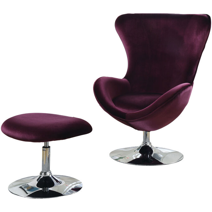 Eloise Purple Chair with Ottoman