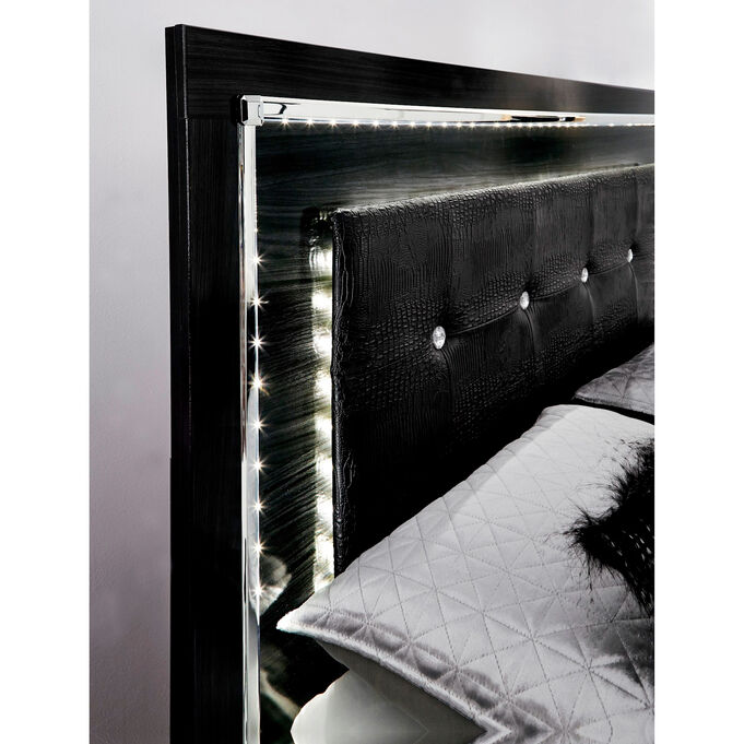 Kaydell Black Queen Upholstered Storage Panel Bed
